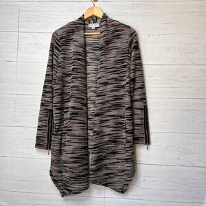 Knox Rose Cardigan Womens Size Medium Earth Tones Zipper on Sleeves Detail